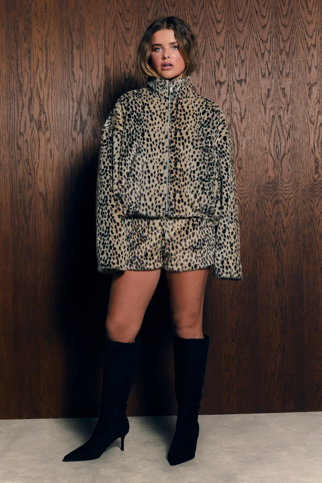 Pony Hair Cheetah Print Faux Fur Mini Short | boohoo (US & Canada)