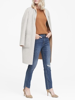 Petite Skinny Zero Gravity Ankle Jean with Asymmetrical Fray Hem | Banana Republic US