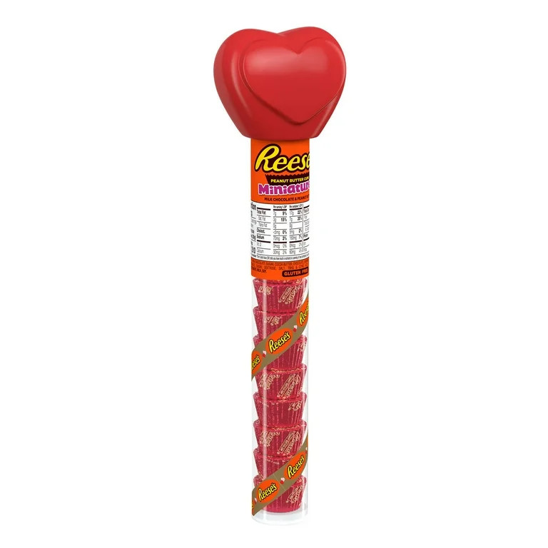 Reese's Miniatures Milk Chocolate Peanut Butter Cups Valentine's Candy, Plastic Cane 2.17 oz | Walmart (US)