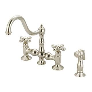 2-Handle Bridge Kitchen Faucet with Plastic Side Sprayer in Polished Nickel PVD | The Home Depot