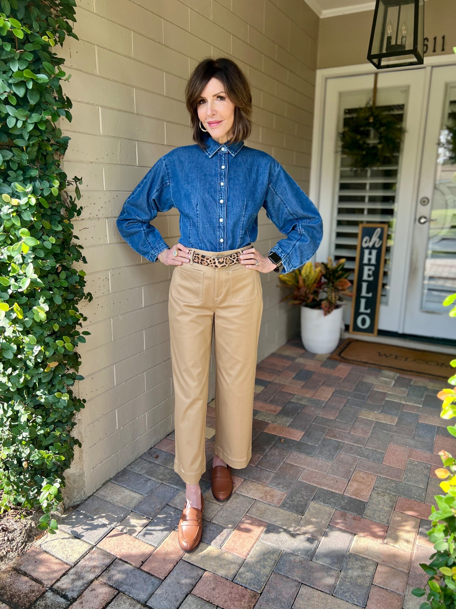 denim button down, khaki pants, brown loafers, over 50 outfits, neutral outfit, spring outfit 

#LTKOver40 #LTKootd #LTKSeasonal