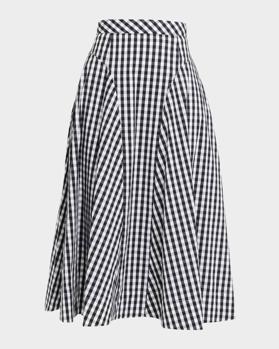 Milly Robin A-Line Gingham Midi Skirt | Neiman Marcus