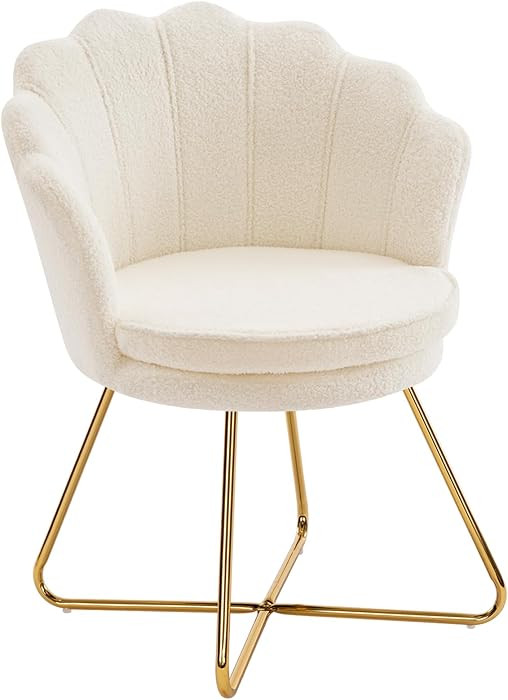 Furnimart Vanity Chair with Back, Shell Accent Chair for Living Room, Criss Cross Chair with Gold... | Amazon (US)