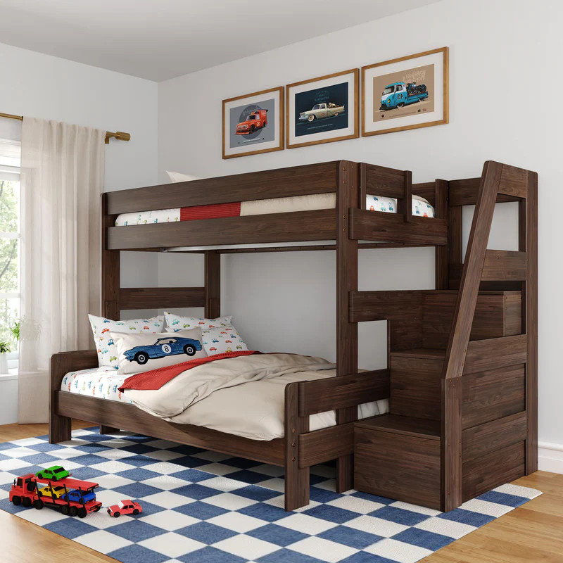 Modern Farmhouse Twin Over Full Bunk Bed With Stairs | max & lily