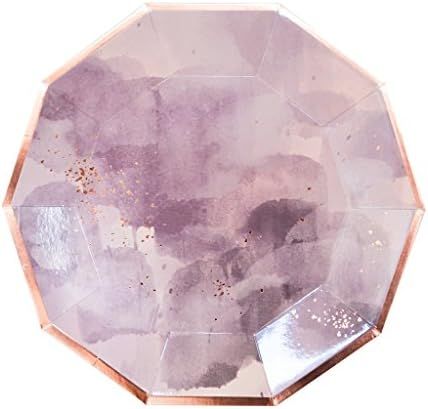 Harlow & Grey Amethyst Light Purple Watercolor with Rose Gold Large Paper Plates - Keep it easy to c | Amazon (US)