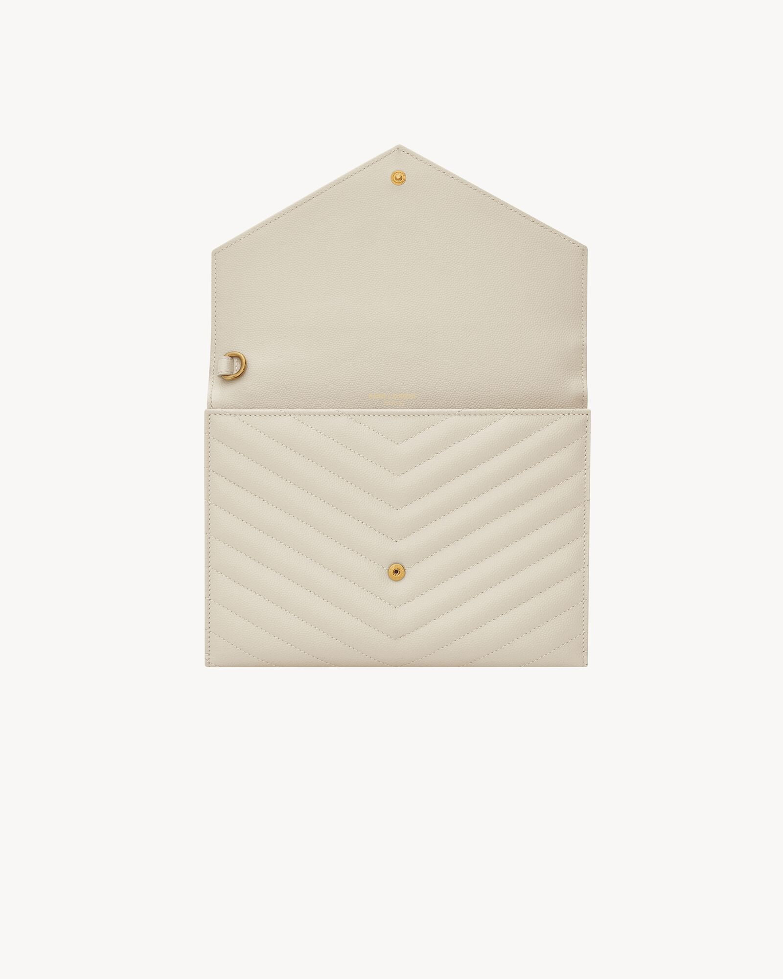 envelope clutch with a front flap made with metal-free tanned leather and organic cotton lining, ... | Saint Laurent Inc. (Global)