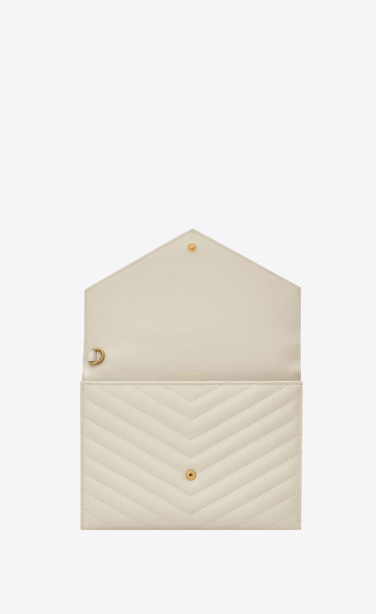 envelope clutch with a front flap made with metal-free tanned leather and organic cotton lining, ... | Saint Laurent Inc. (Global)