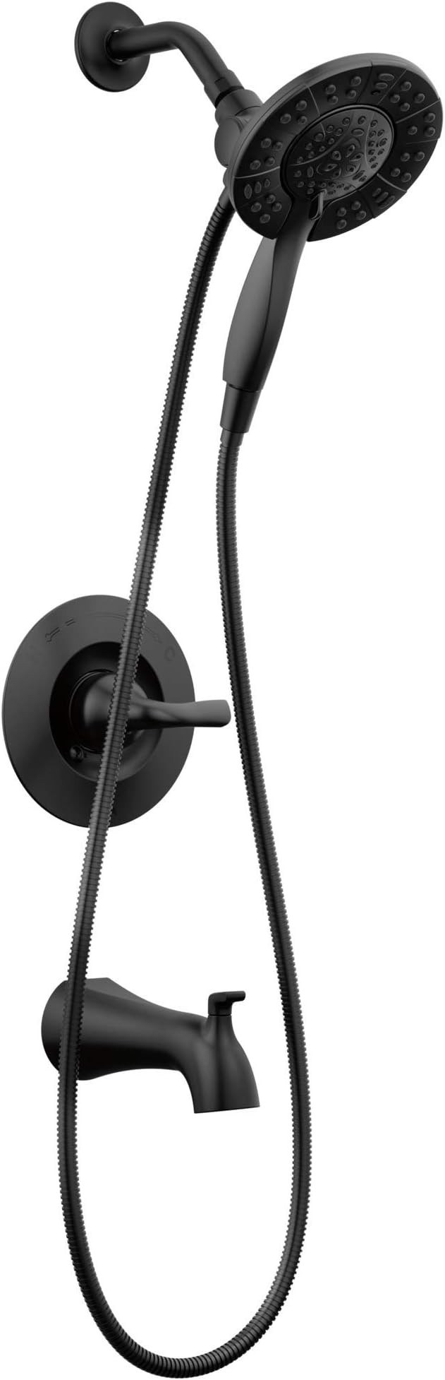 Delta Arvo 14 Series Matte Black Bathtub Shower Faucet Set with In2ition 2-in-1 Dual Shower Head ... | Amazon (US)