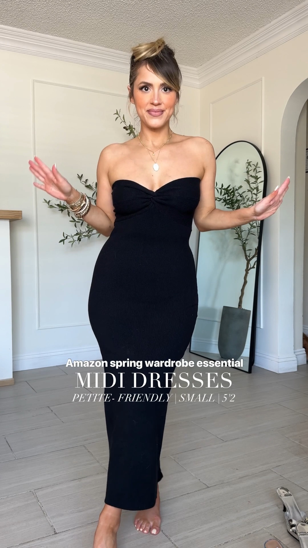 Spring must-have MIDI DRESSES from Amazon 🙌🏼 

◾️ wearing SMALL in both colors (BLACK & APRICOT)
◾️I'm sorry but the cropped cardigan is discontinued from Revolve. 
◾️ button up is a medium
◾️IF you are full of chested, you're definitely gonna want the strapless bra I have linked here for you. 
◾️ Also, if you're a little fuller figured, I highly recommend you wear a longer/higher shape wear short that reaches right under your boobs for maximum comfort and support with this dress. I have one of my favorites link for you! 
◾️omg the Steve Madden sandals are beyond comfy (a little heavy but not a deal breaker). #LTKsalealert

Follow my shop @ImLola on the @shop.LTK app to shop this post and get my exclusive app-only content!

#liketkit 
@shop.ltk
https://liketk.it/4Bys6

Follow my shop @ImLola on the @shop.LTK app to shop this post and get my exclusive app-only content!

#liketkit  
@shop.ltk
https://liketk.it/55Wj5

Follow my shop @ImLola on the @shop.LTK app to shop this post and get my exclusive app-only content!

#liketkit   
@shop.ltk
https://liketk.it/55YCm #LTKStyleTip #LTKFindsUnder50 #LTKFindsUnder50 #LTKStyleTip #LTKFindsUnder50 #LTKStyleTip

Follow my LTK @ImLola on the @shop.LTK app to view this post and get my exclusive app-only content!

#liketkit #LTKSeasonal #LTKU #LTKU #LTKU #LTKPetite
@shop.ltk
https://liketk.it/56lgS

#LTKootd #LTKU #LTKPetite