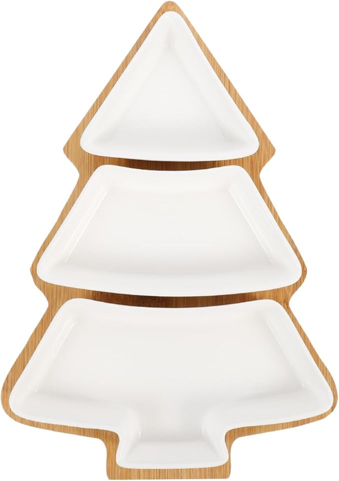 Angoily Christmas Tree Shaped Platter Ceramic Christmas Serving Tray Dishes for Entertaining, Foo... | Amazon (US)