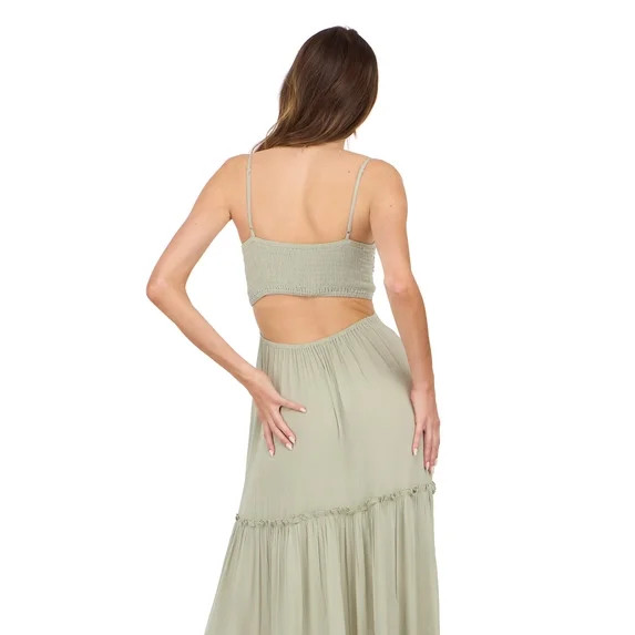 Forever 21 Women’s Smocked Maxi Dress with Adjustable Spaghetti Straps, Tiered Skirt and Flowin... | Walmart (US)