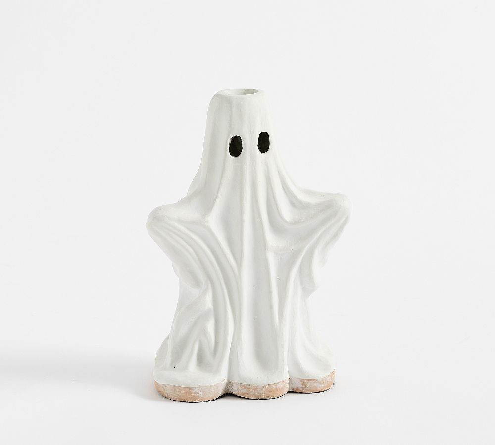 Ceramic Ghost Taper Candle Holder, White, Large 8 | Pottery Barn (US)