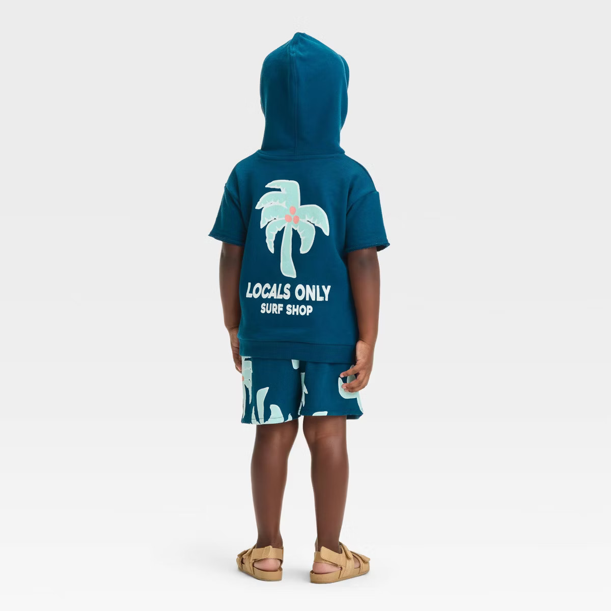 Grayson Mini Toddler Boys' Locals Only Short Sleeve Hoodie T-Shirt/Shorts Set - Blue | Target