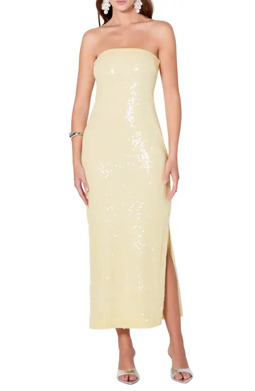 Endless Rose Sequin Strapless Maxi Dress in Butter at Nordstrom, Size Small | Nordstrom