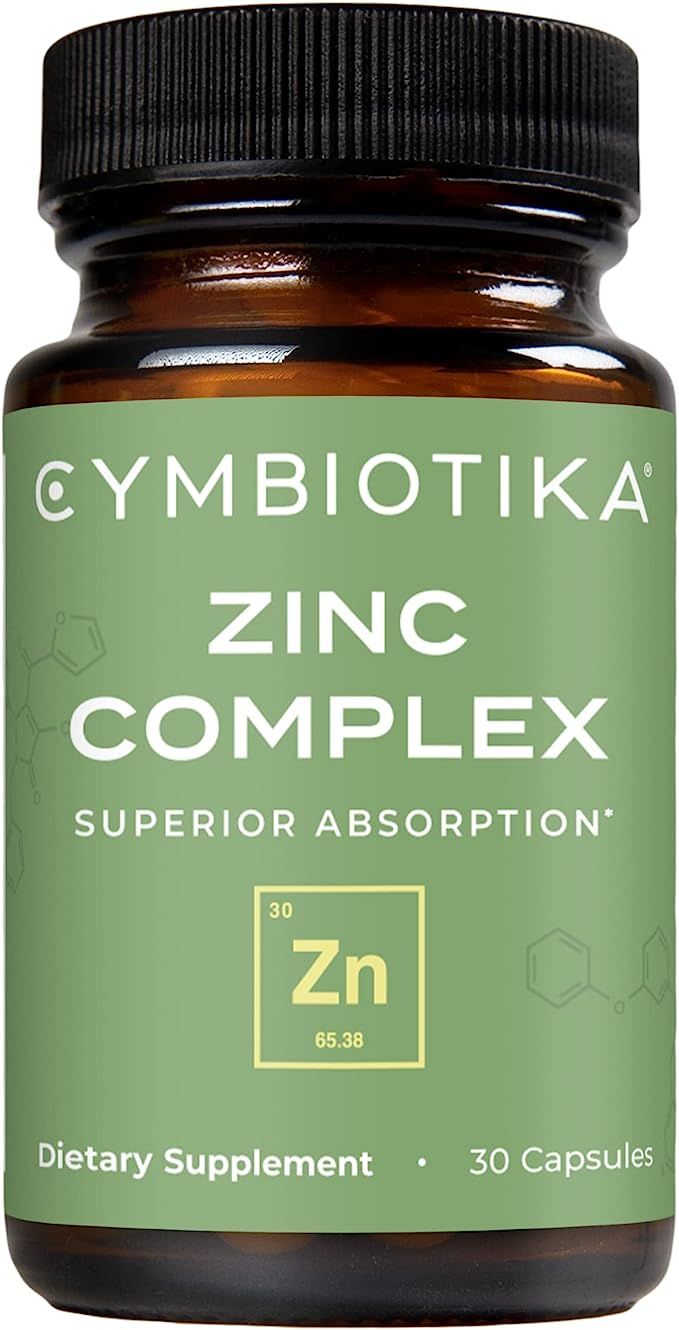 CYMBIOTIKA Zinc Complex, High Absorption Zinc Supplement with Copper, Including Zinc Picolinate, ... | Amazon (US)