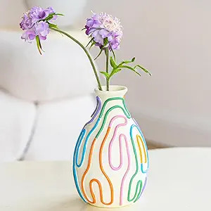Colored Lines Flower Vase for Modern Home Decor, Cute Vase for Decor, Unique Small Vase for Cente... | Amazon (US)