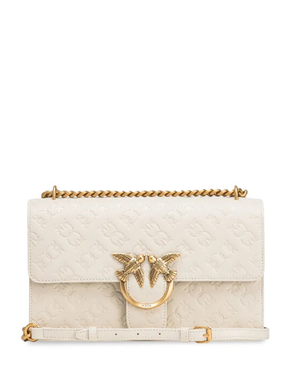 PINKO Love One Classic Leather Crossbody Bag | White | FARFETCH UK | Farfetch Global