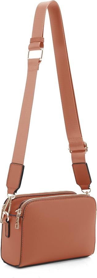 EVVE Crossbody Bags for Women Trendy Triple Zip Small Crossbody Camera Bag Purse with Wide Guitar... | Amazon (US)