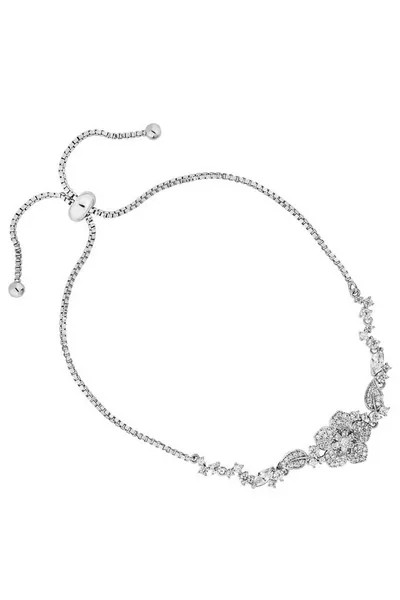 Rhodium Plate Cubic Zirconia Bridal Flower Toggle Bracelet | Debenhams UK