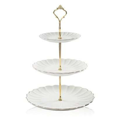 3 Tier Ceramic Cake Stand Wedding, Dessert Cupcake Stand For Tea Party Serving Platter (White) Cake Stand | SHEIN