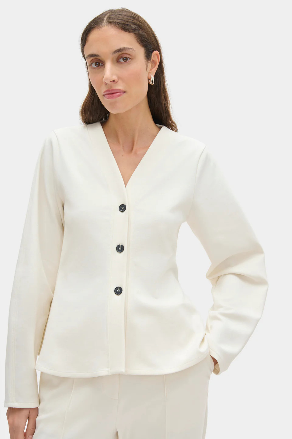 ALIGNE Peplum Button Up Top - White | Azalea | ALIGNE UK & EU