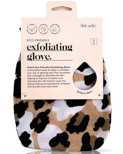 Kitsch Exfoliating Glove – Korean Exfoliating Mitt & Deep Exfoliating Body Scrubber for Shower, Bath | Body Exfoliator, Dead Skin Remover | Skin Care for Smooth, Renewed Skin - 1pc, Leopard | Amazon (US)