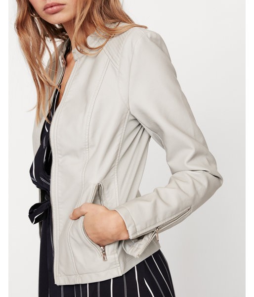 Express Womens Faux Leather Double Peplum Jacket Neutral Women's S Neutral S | Express