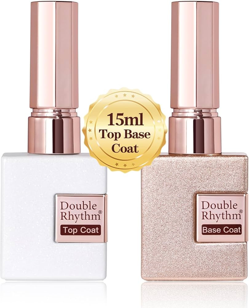 Double Rhythm 2 Pcs 15ML No Wipe Gel Top Coat and Base Coat Set Clear Glossy Gel Polish Kit Soak ... | Amazon (US)
