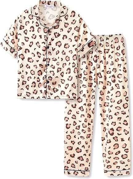 Topgal Satin Pajamas for Girls Coat Style Unicorn & Cat Silk Button Down PJ Set Size 6-16 | Amazon (US)