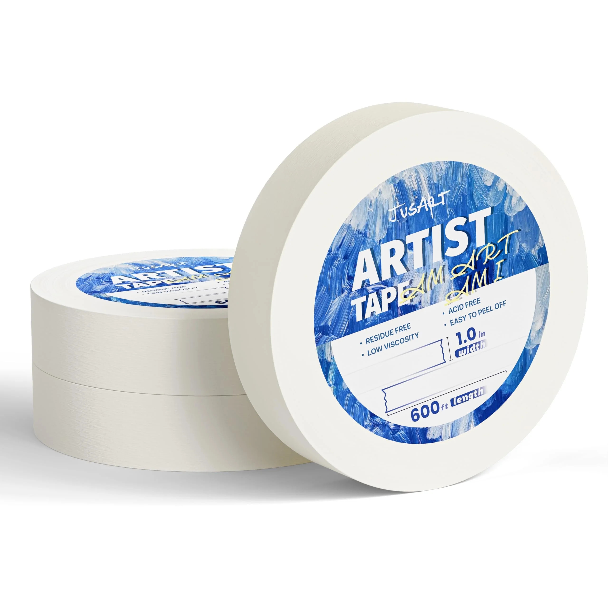 JusArt 3 Packs Artist Tape for Watercolor Paper, 1 inch Wide Total 600FT Long, White Art Tape for... | Walmart (US)