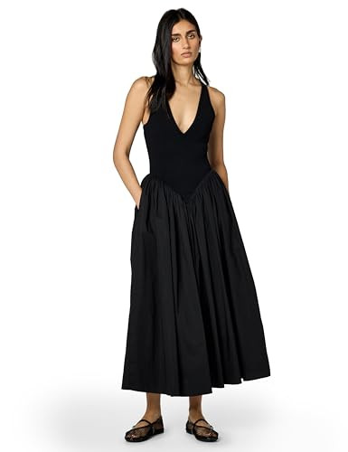 Ronny Kobo Women's Poplin Sirinda Maxi Dress Dress, Black, Small | Amazon (US)