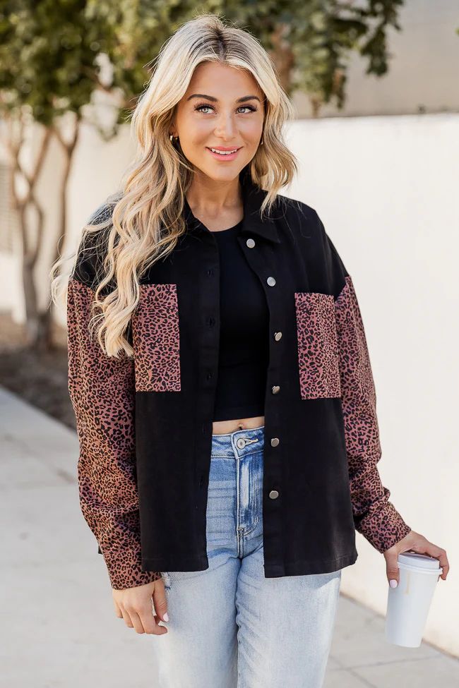 Pushing The Limit Black And Leopard Print Shacket DOORBUSTER | Pink Lily
