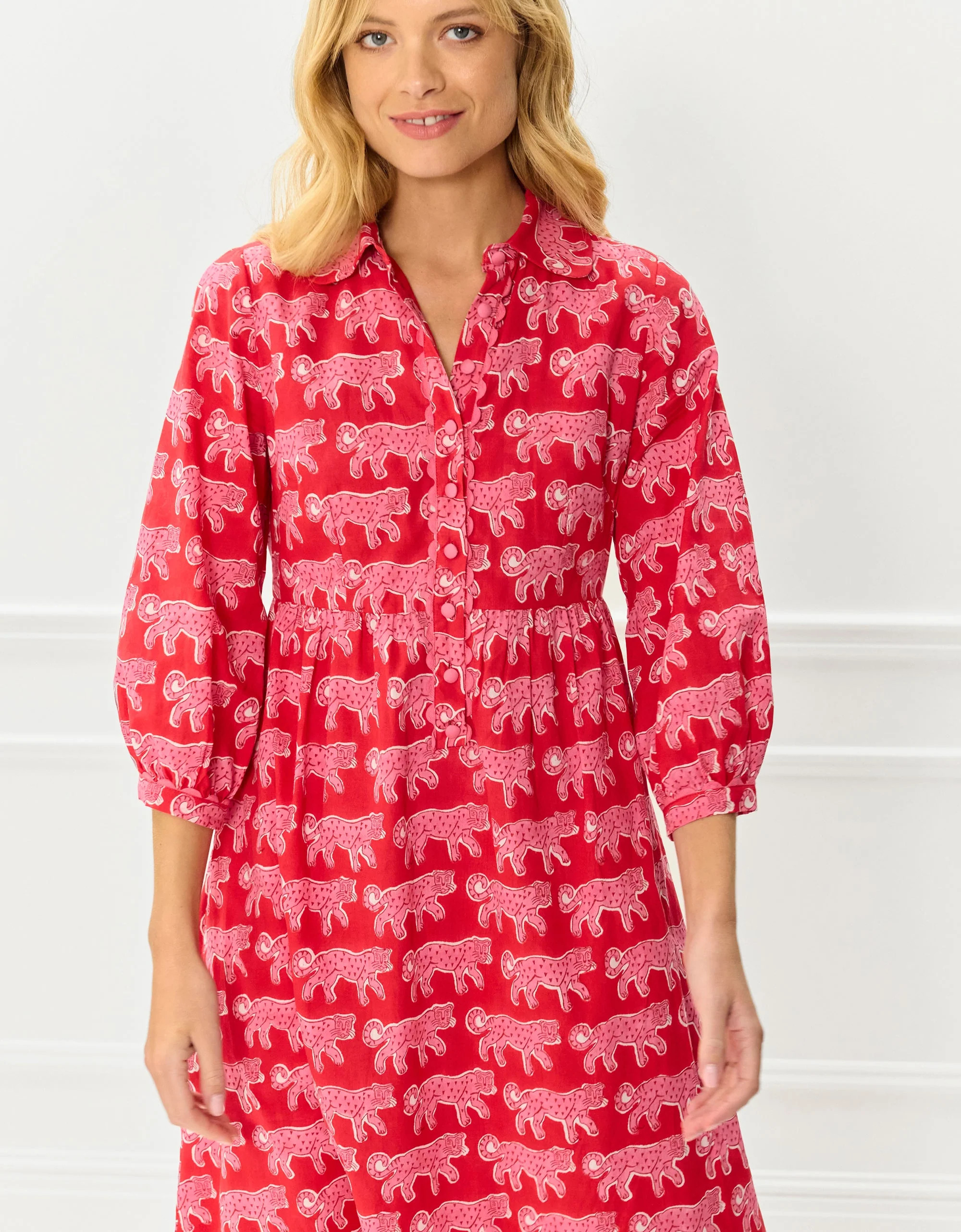 Crimson Leopard Gina Dress | Pink City Prints UK