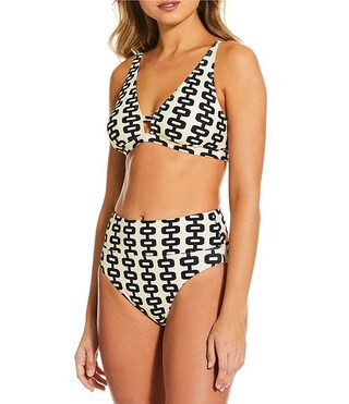 Gianni Bini Textured Retro Fille Strappy Back Bralette Swim Top & Retro Fille High Waisted Swim B... | Dillard's