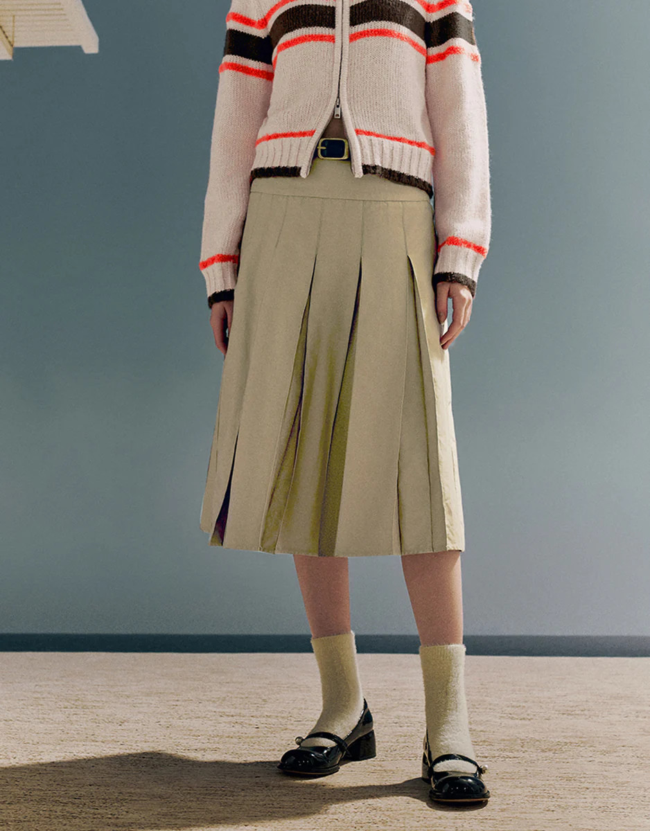 Pleated Midi A-Line Skirt | Urban Revivo