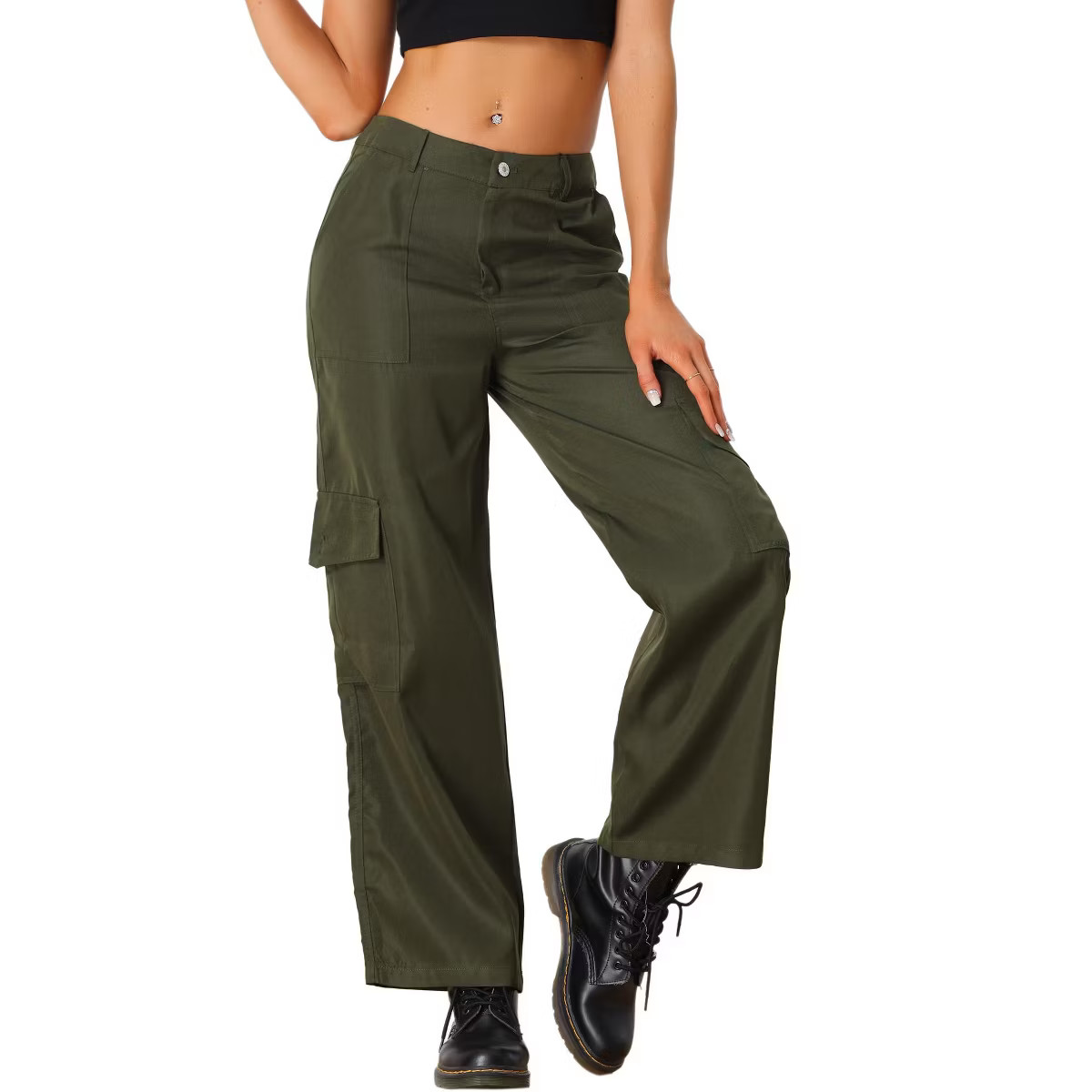Allegra K Women's Mid-Rise Straight Leg Pockets Y2K Casual Cargo Pants | Target