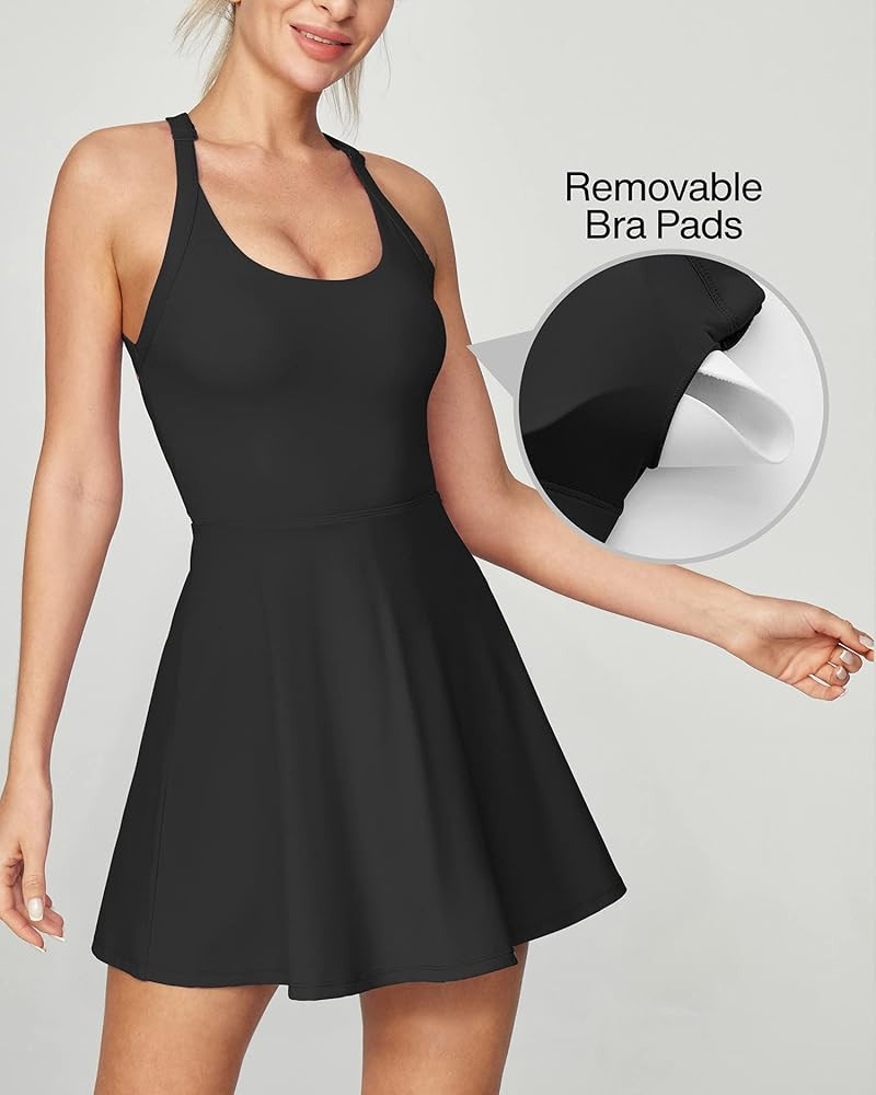 Heathyoga Tennis Dress with Built in Shorts and Bra Athletic Dress for Women Summer Cut Out Twist... | Amazon (US)