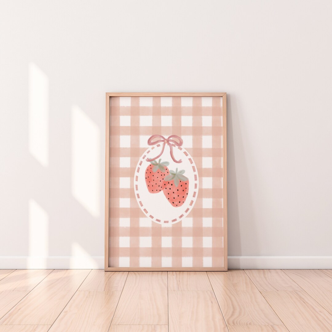 Strawberry Gingham Print | Gardening Digital Download | Nursery Printables | Baby Girl | Girls Ro... | Etsy (US)