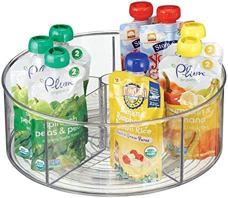 mDesign Divided Lazy Susan Turntable Storage Container for Kitchen Cabinet, Pantry, Refrigerator,... | Amazon (US)