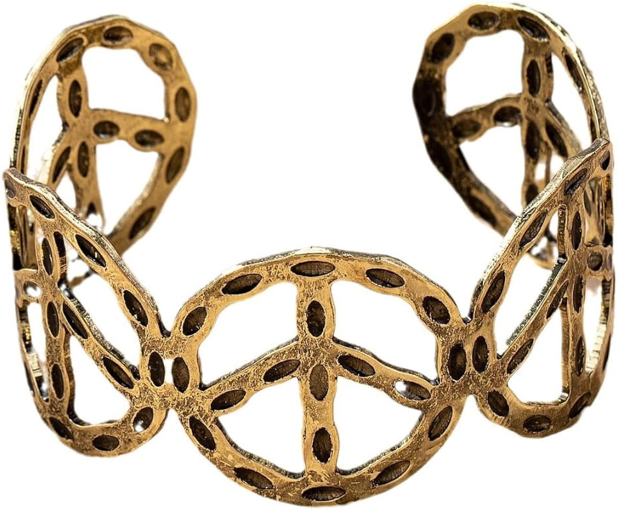 Chunky Gold Cuff Bracelets Wide Cuff Bangle Bracelet Flower Butterfly Leaf Peace Sign Star Open C... | Amazon (US)