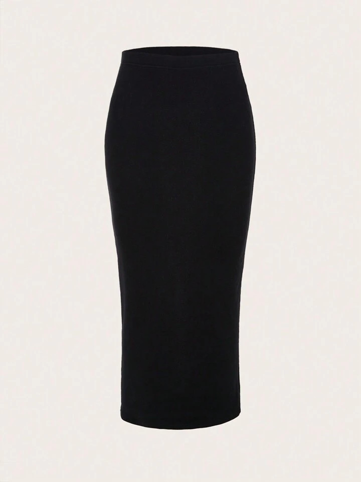 SHEIN BASICS Cotton High Waist Solid Pencil Skirt | SHEIN