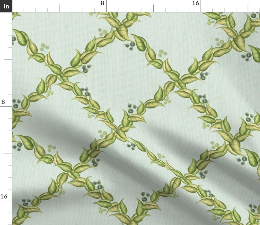 Chinoiserie Trellis in blue (linen) | Spoonflower