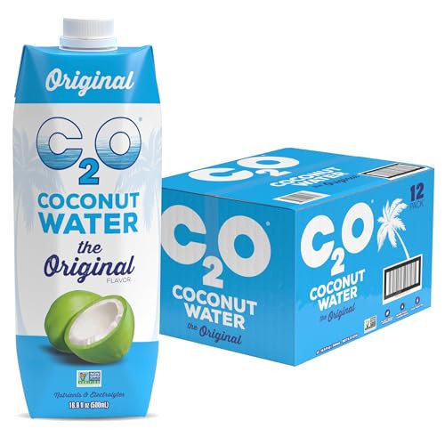 C2O - Coconut Water, The Original Flavor (12 Pack) - Made with Fresh Coconut Water - Plant Based, Non GMO Water - Natural Hydration, Essential Electrolytes, & Potassium - 12 Tetra Packs, 16.9 FL OZ | Amazon (US)