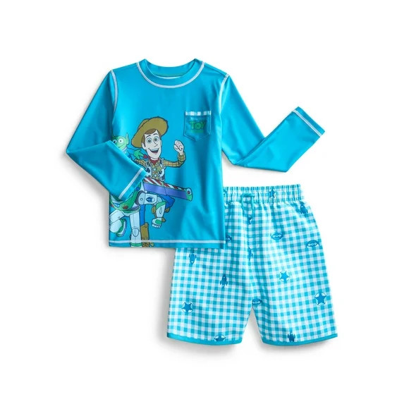 Character Toddler Boy Long- Sleeve Rash Guard and Swim Trunks, 2-Piece, Size 12M-5T | Walmart (US)