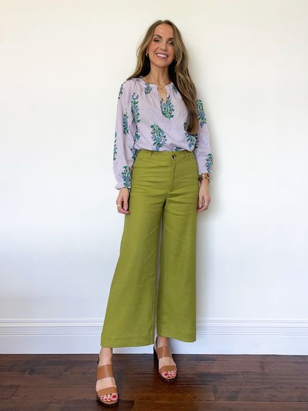 @anthropologie chartreuse pants + lavender top 

#LTKStyleTip #LTKSeasonal