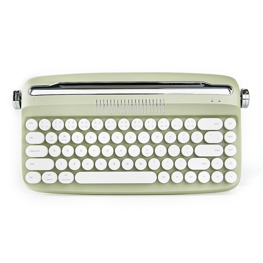 YUNZII Upgraded Wireless Typewriter Keyboard, Retro Aesthetic with Integrated Stand,Cute Round Ke... | Amazon (US)