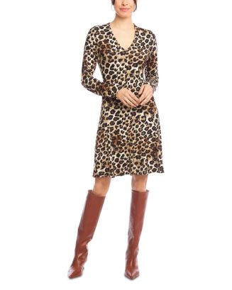 Long Sleeve V Neck Fit & Flare Dress | Bloomingdale's (US)