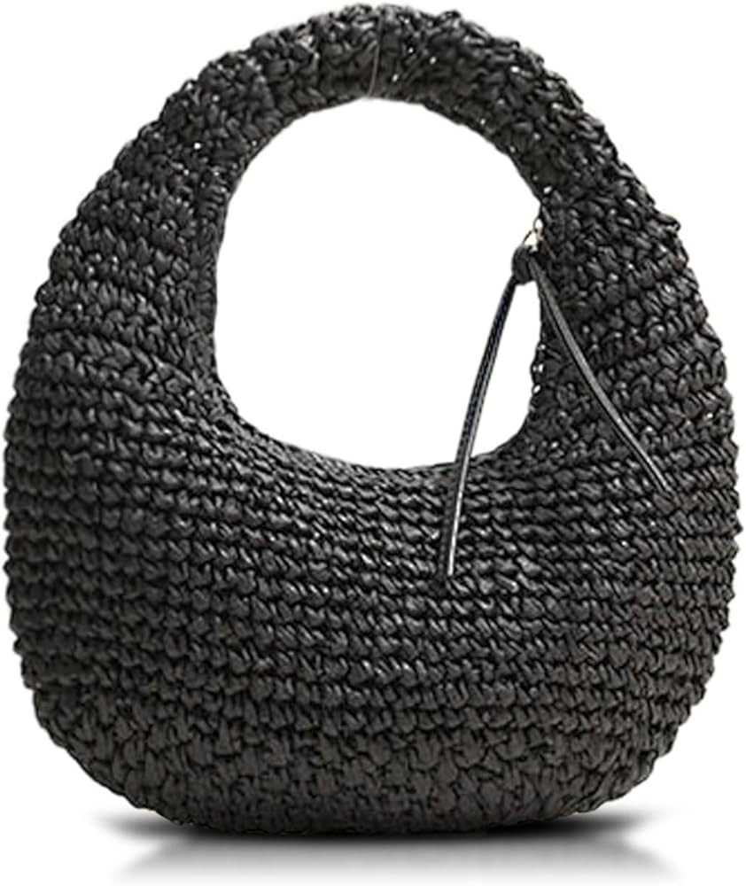 Straw Bag for Women, Orbicular Beach Bag, Cute Handbag, Hand-Woven Bags Suitable for Vacation Tra... | Amazon (US)