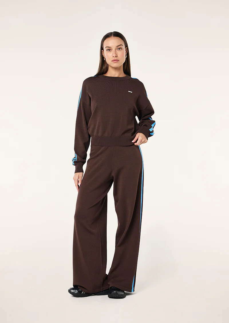 RETREAT KNIT PANT IN COFFEE & MARINA BLUE | P.E Nation AU