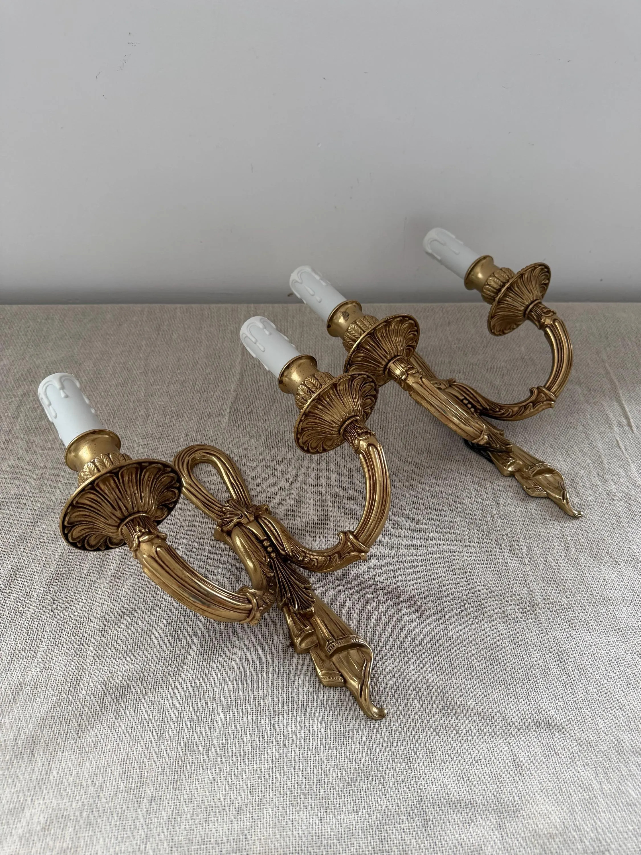 Pair Vintage Italian Regency Gilt Bronze Wall Lights Scounces Mid Century | Etsy (Global)